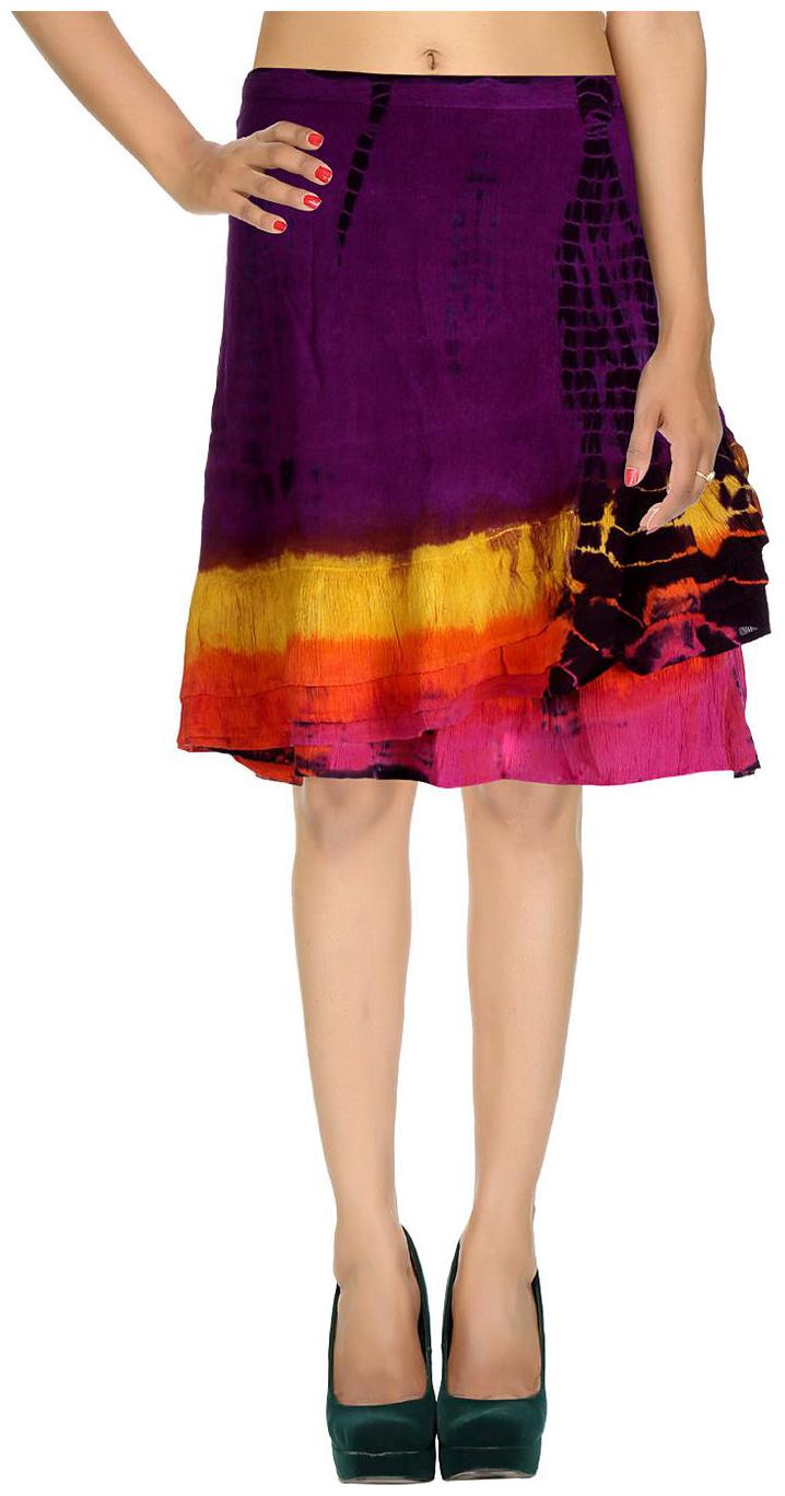 

Rajrang Violet Abstract Tie Dye Rayon Crepe Midi Casual Skirt