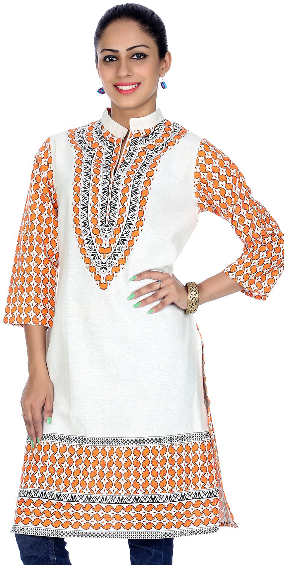 

Rajrang Women White Printed Kurta