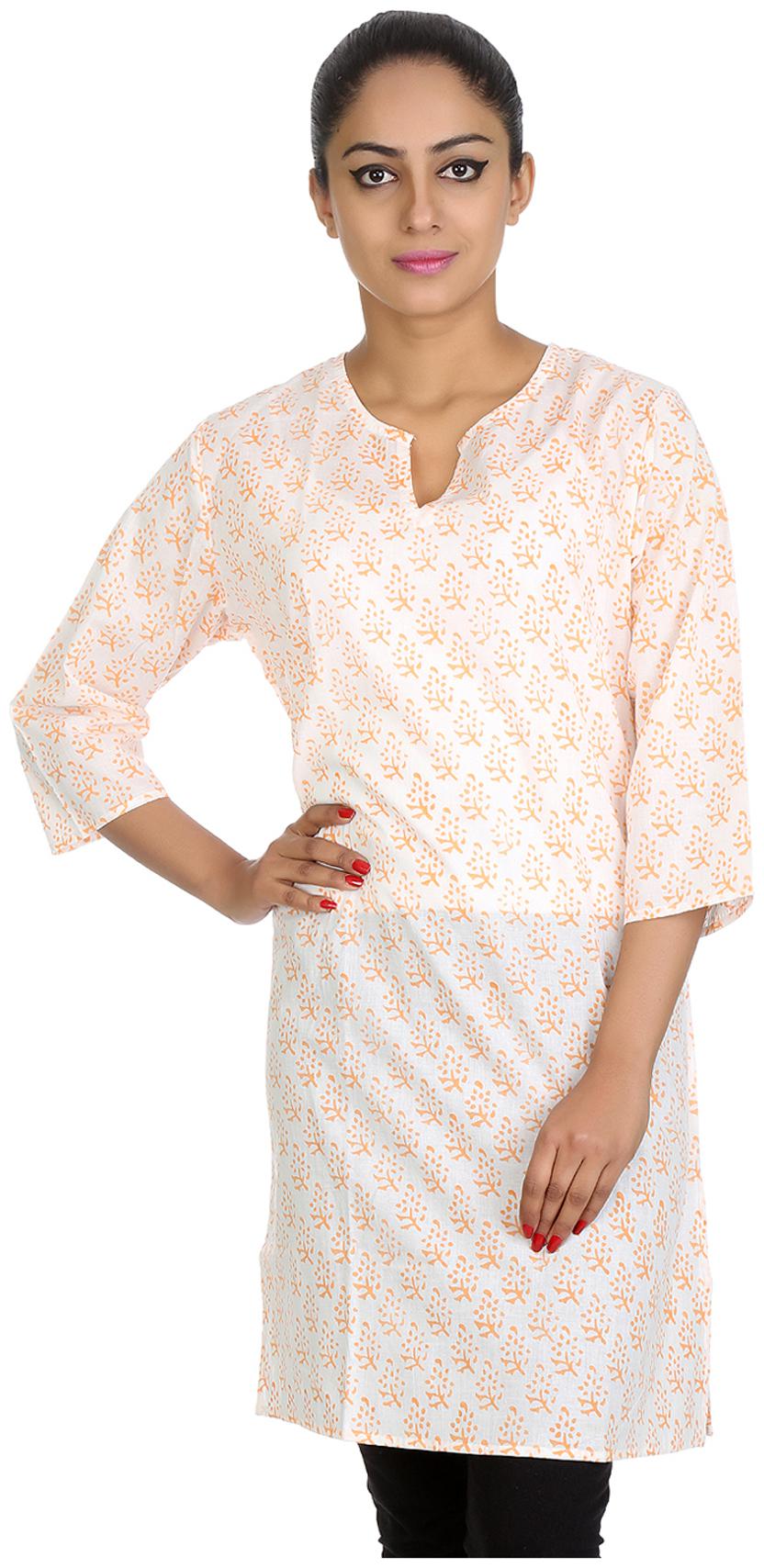 

Rajrang Cotton Floral White Jaipuri Kurti Printed Women Kurti Tops Tunic