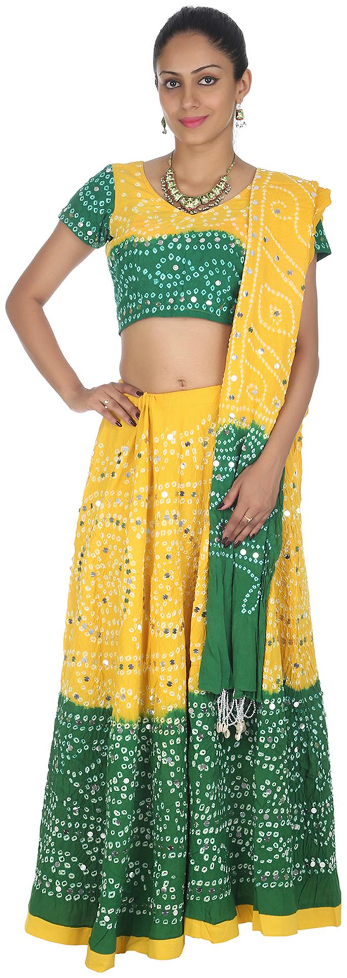 

Rajrang Yellow Cambric Cotton Lehenga Choli