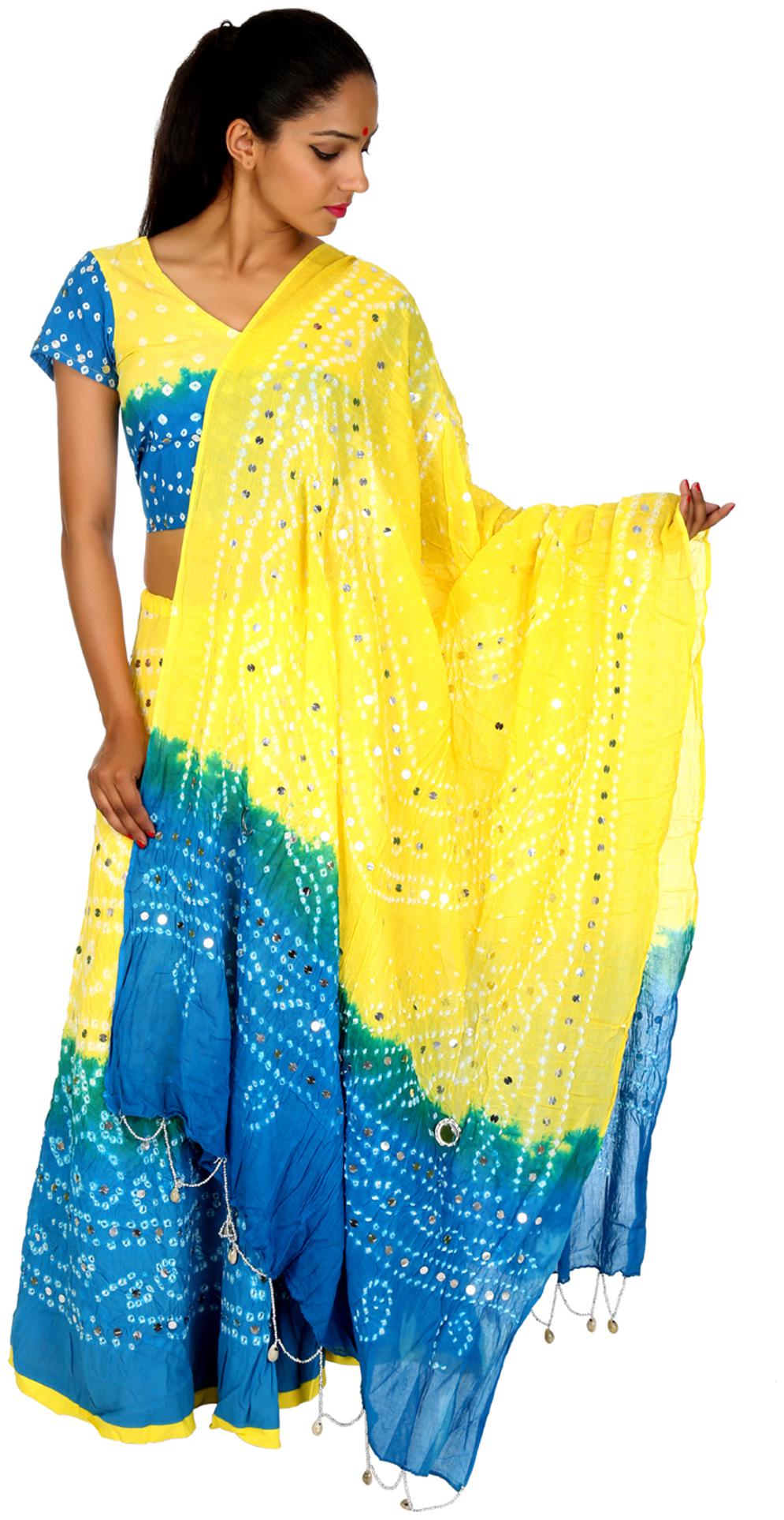 

Rajrang Yellow Cambric Cotton Lehenga Choli