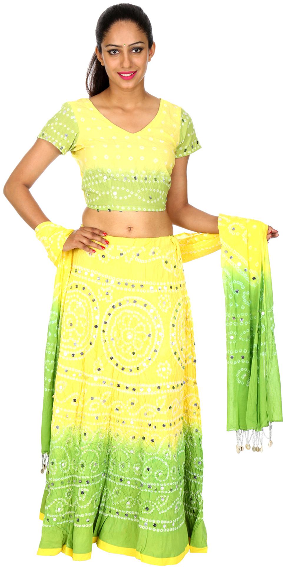 

Rajrang Yellow Cambric Cotton Lehenga Choli