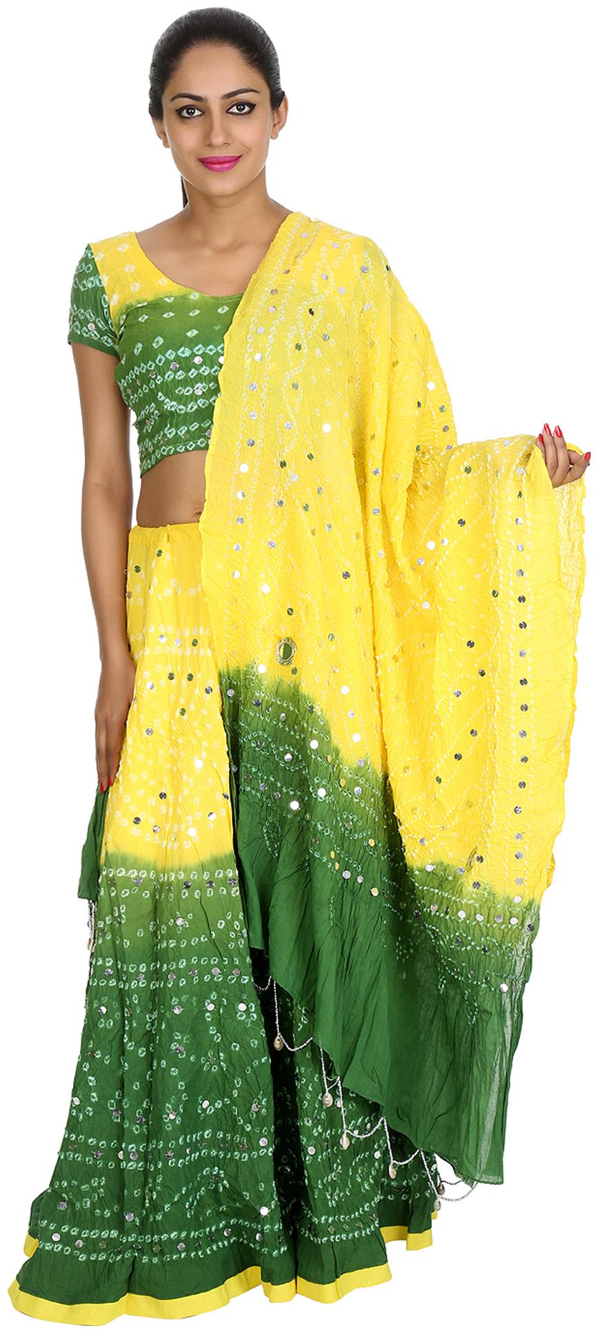 

Rajrang Yellow Cambric Cotton Lehenga Choli
