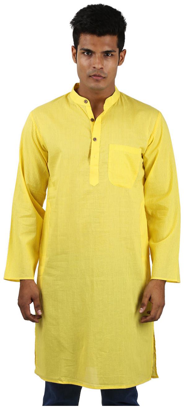 

Rajrang Yellow Color Ethnic Wear Plain Cotton Kurta for Men