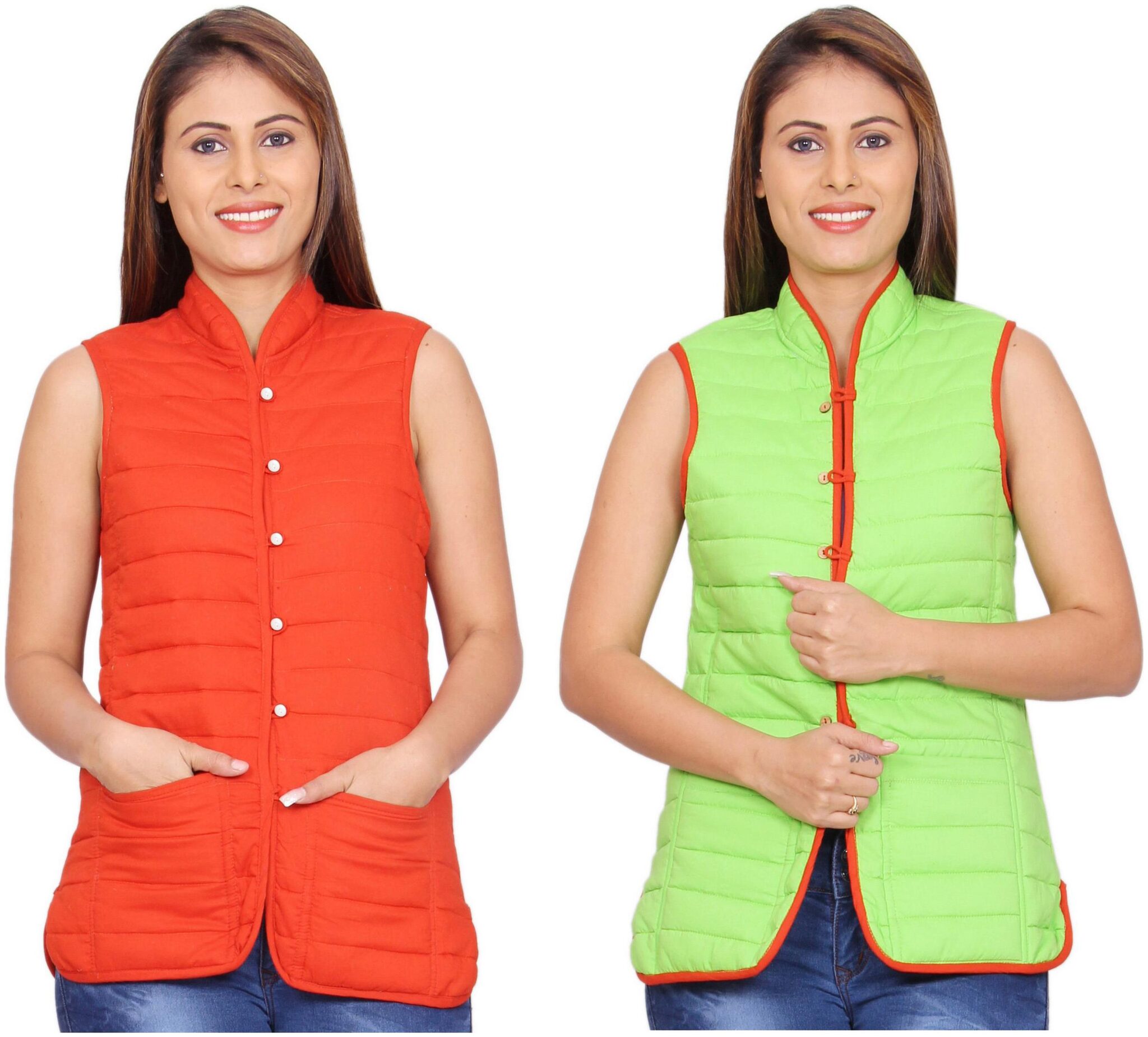 

Rama Plain Red Lime Cotton Reversible Jacket