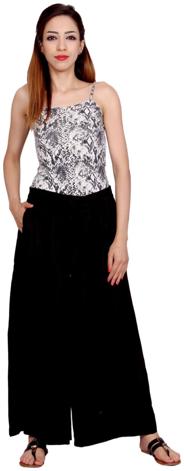 

Rama Black Solid Flared Palazzo