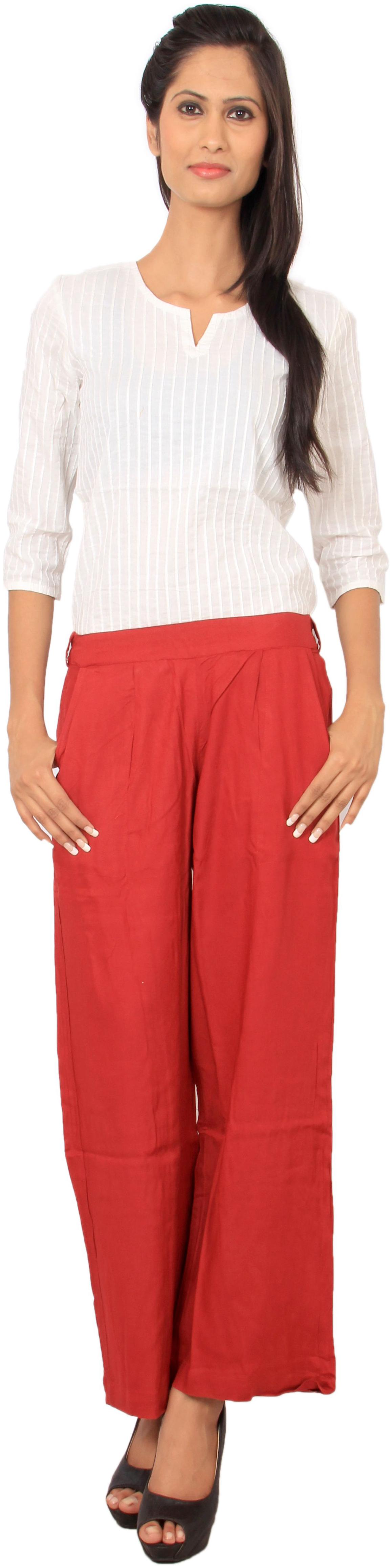 

Rama Maroon Solid Straight Palazzo