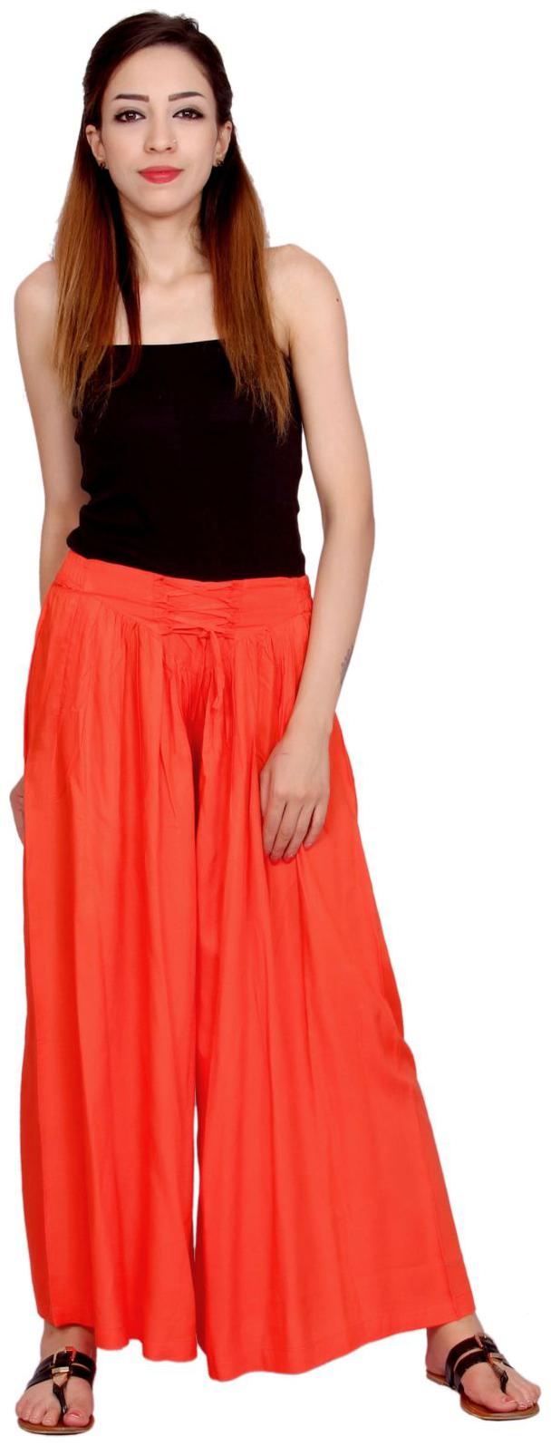 

Rama Orange Solid Flared Palazzo