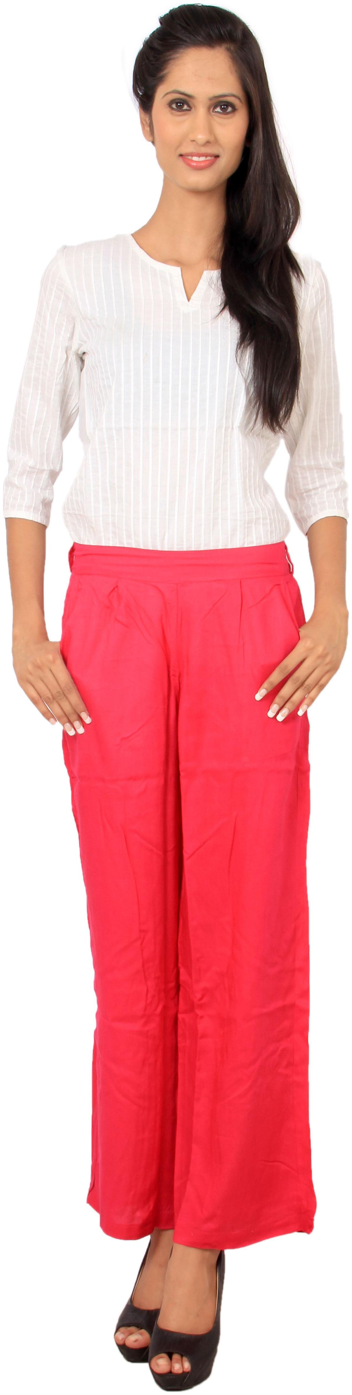 

Rama Pink Solid Straight Palazzo