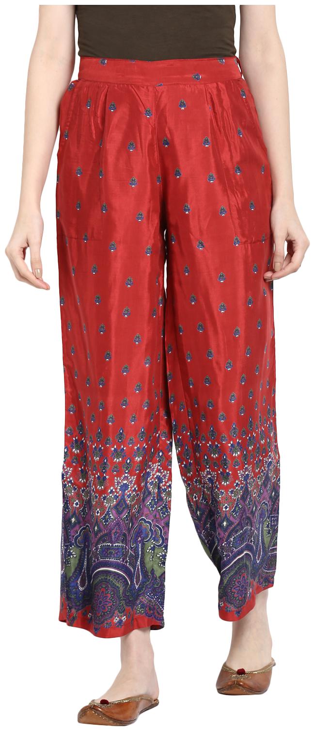

Rama Maroon Printed Flared Palazzo