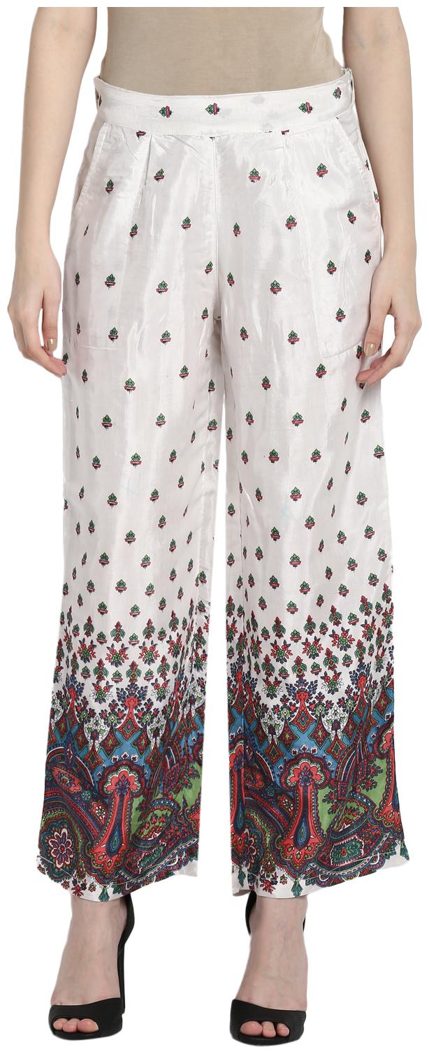 

Rama White Printed Flared Palazzo