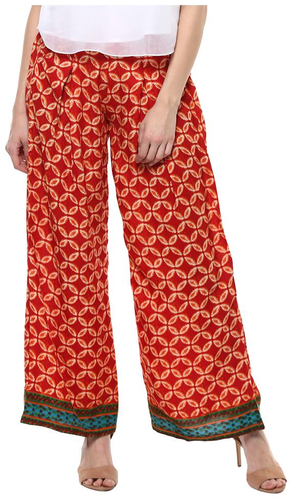 

Rama Red Printed Flared Palazzo
