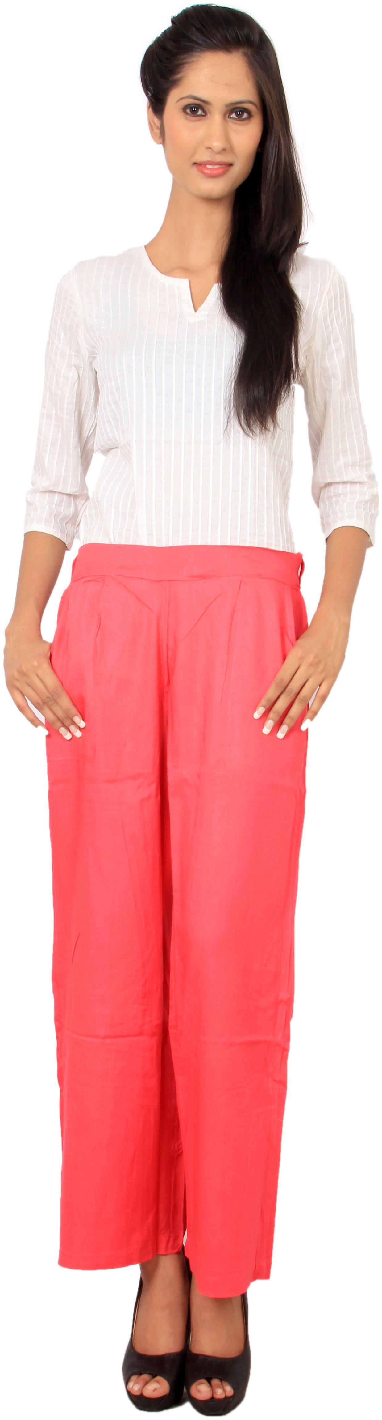 

Rama Pink Solid Straight Palazzo
