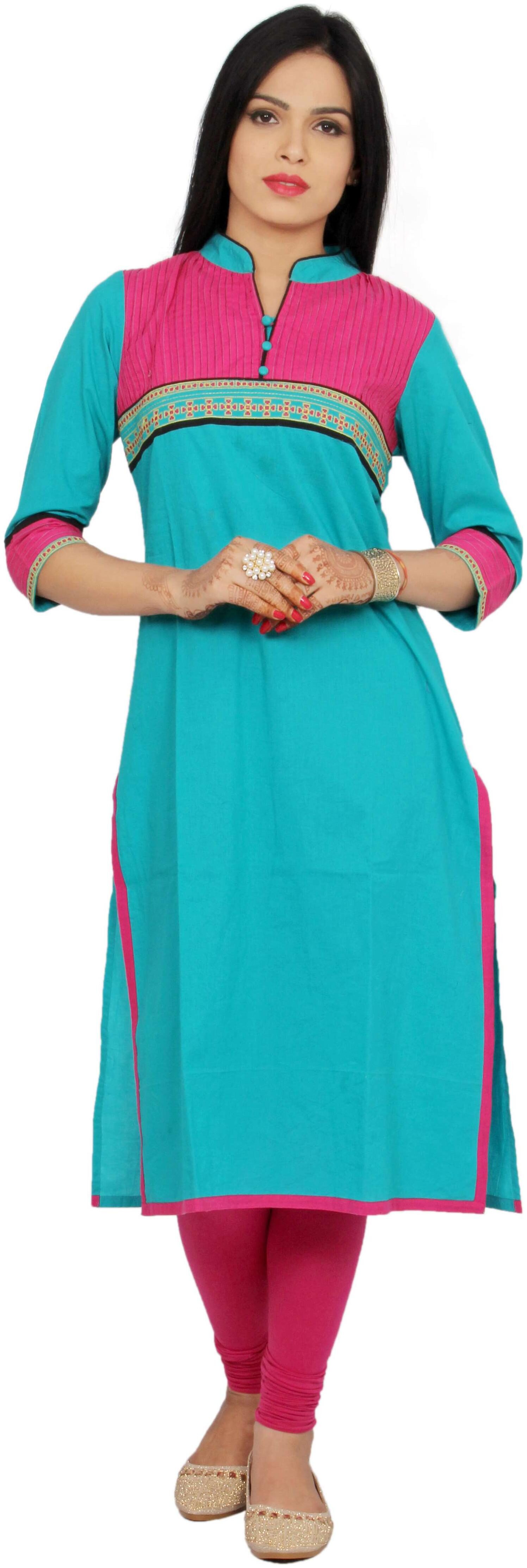 

Rama Women Turquoise Solid Straight Kurta
