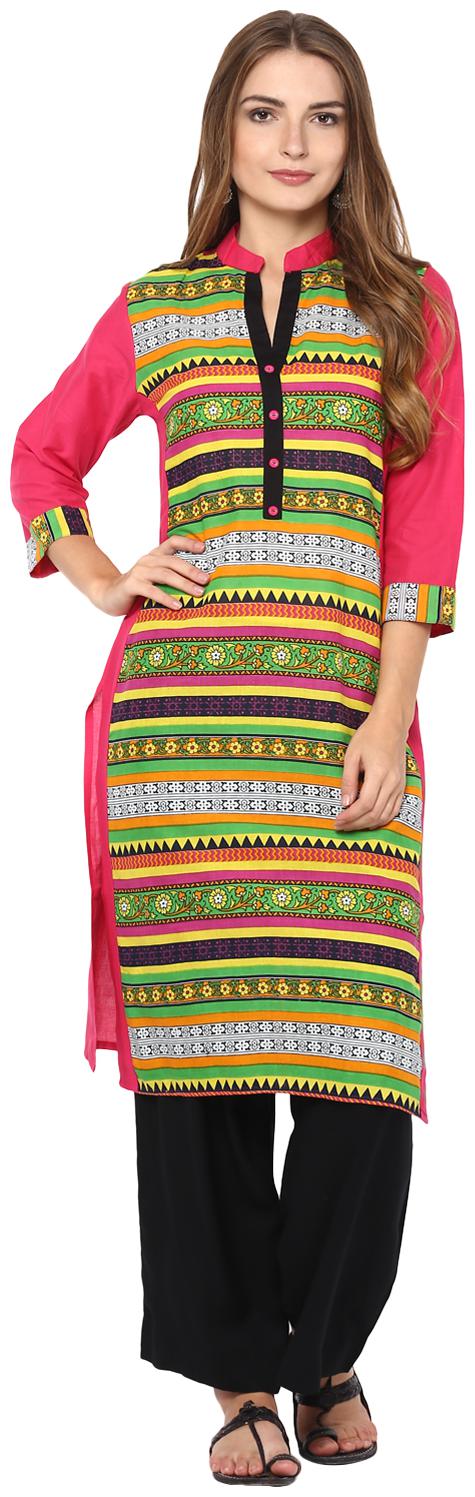 

Rama Women Green Printed Straight Kurta