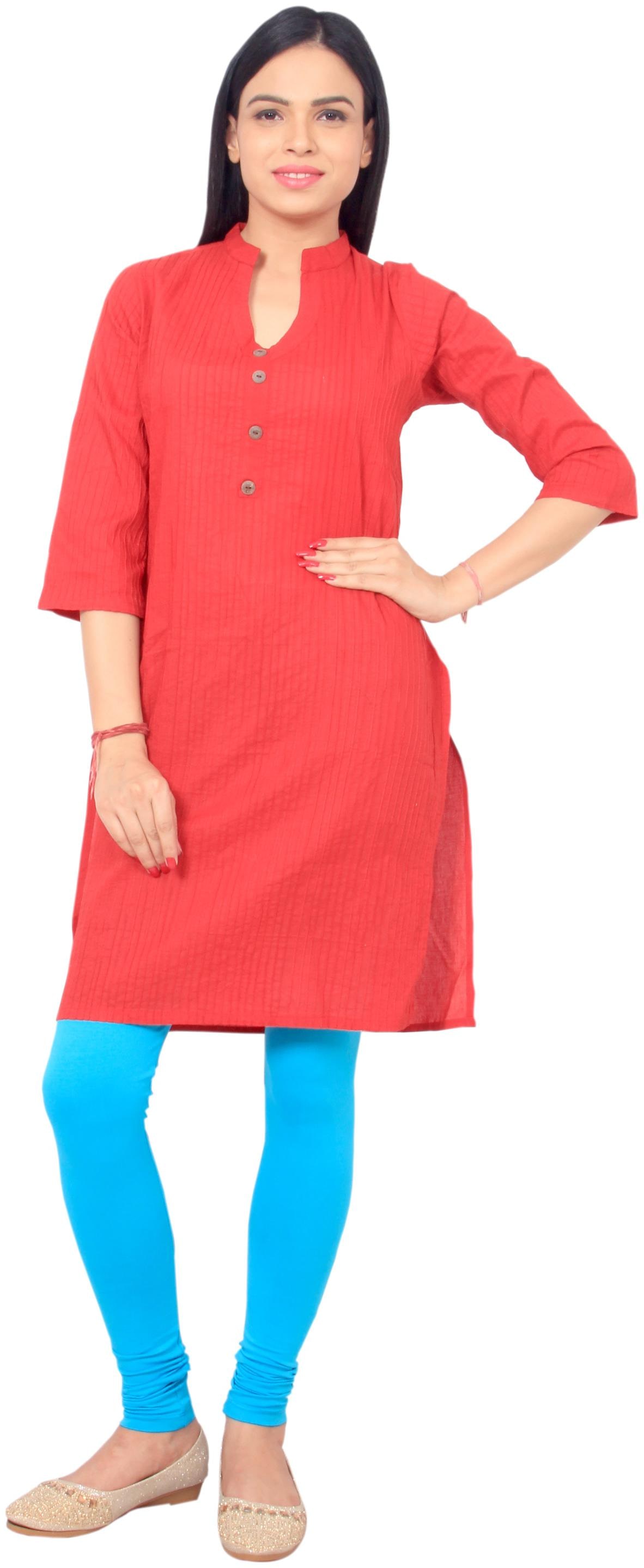 

Rama Women Red Solid Straight Kurta