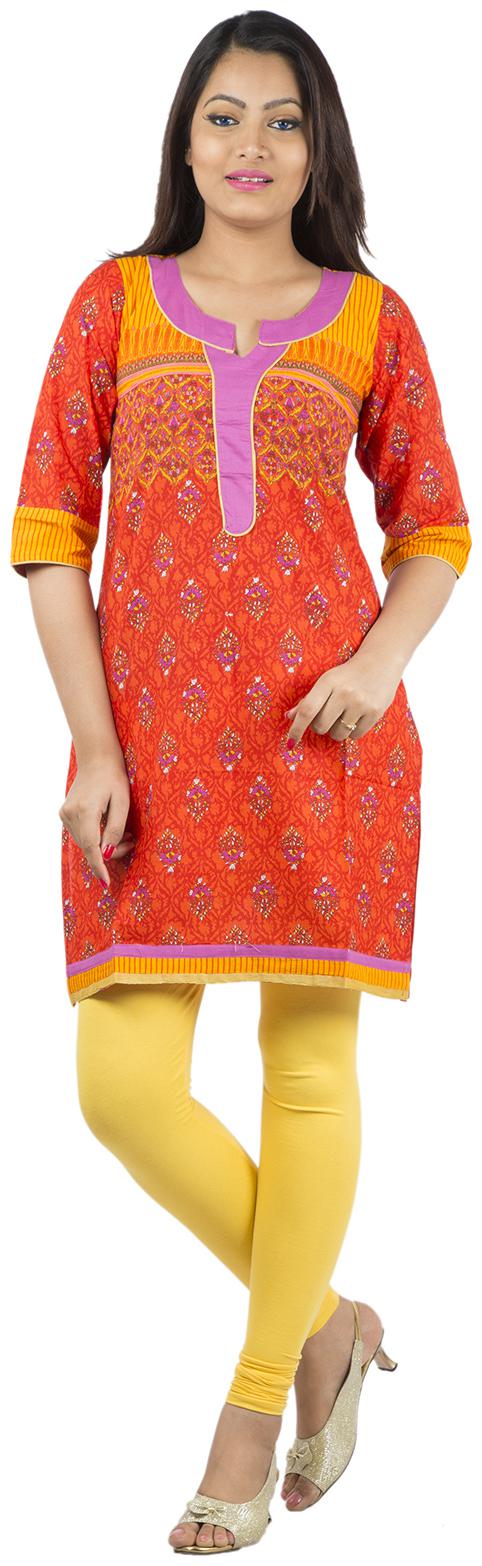 

Rama Women Red Printed Straight Kurta