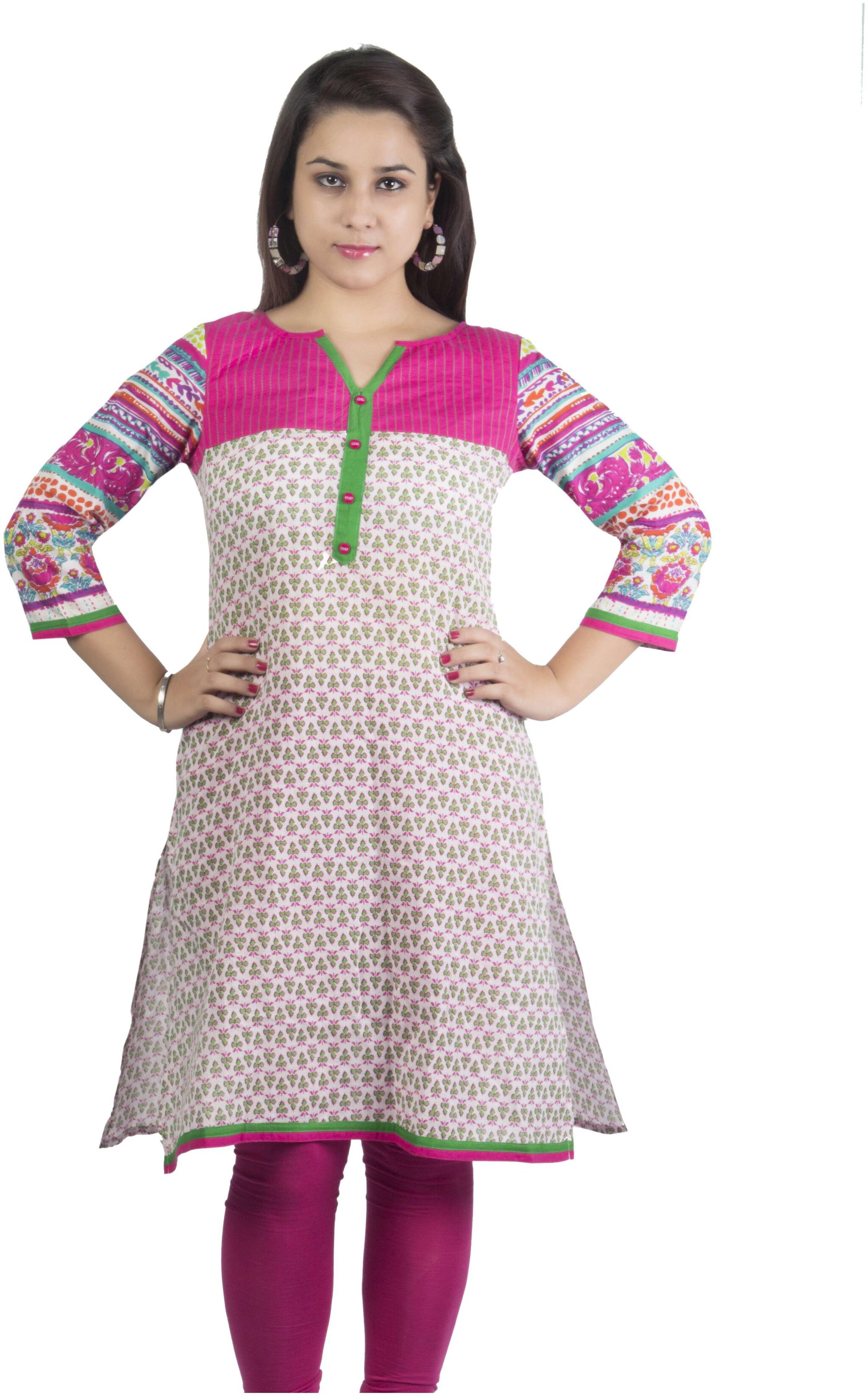 

Rama Women White Printed Straight Kurta