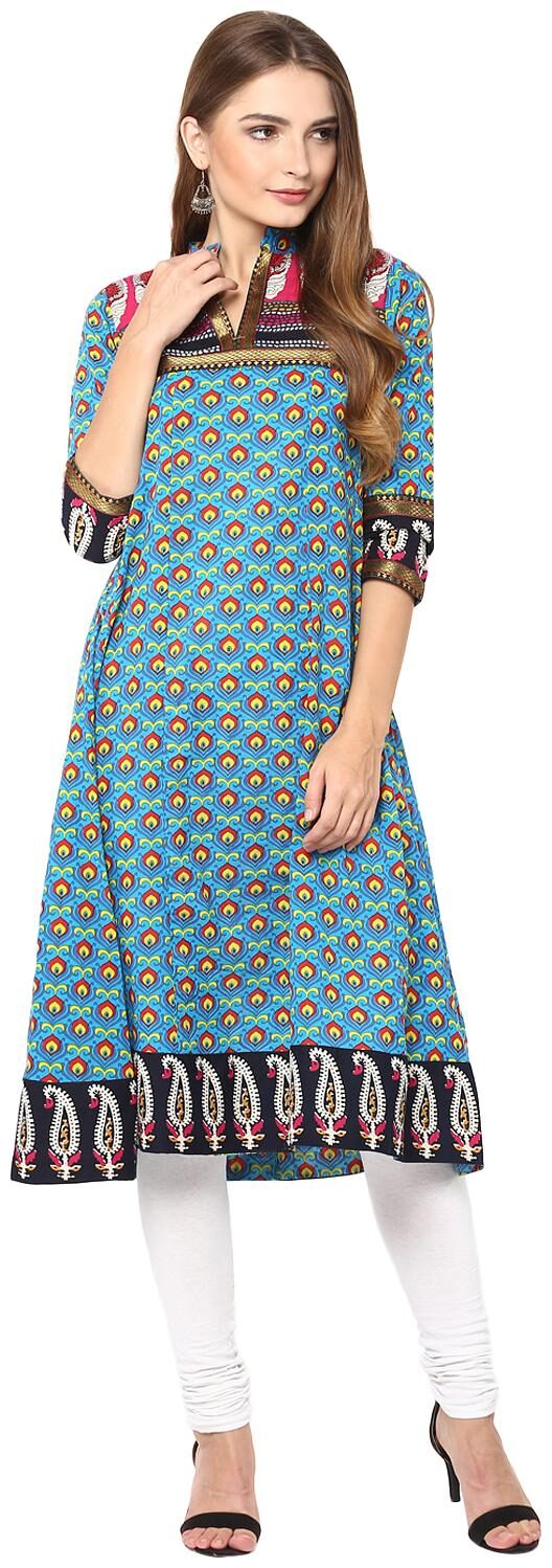 

Rama Women Blue Printed Anarkali Kurta