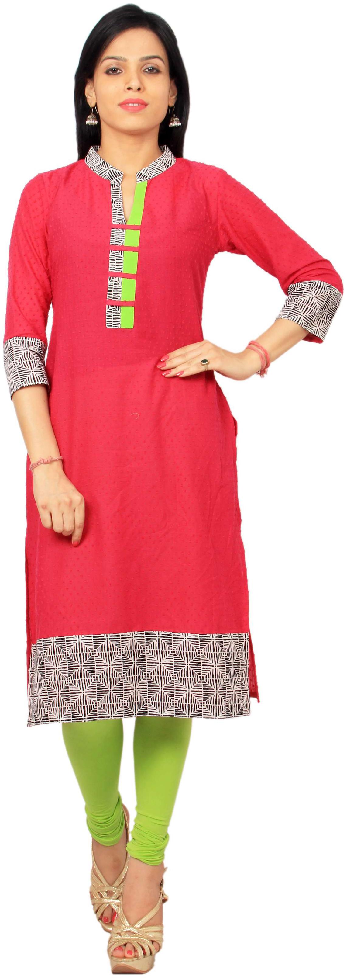 

Rama Women Red Printed Straight Kurta