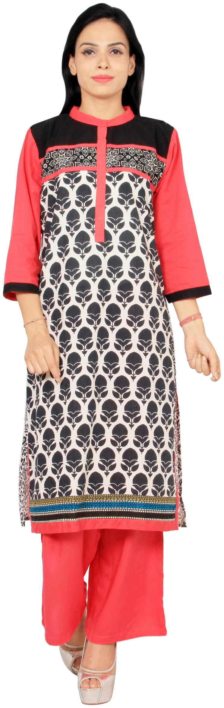 

Rama Women Black Printed Straight Kurta