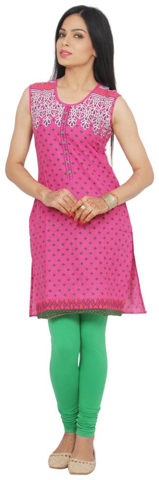 

Rama Women Pink Printed Straight Kurta