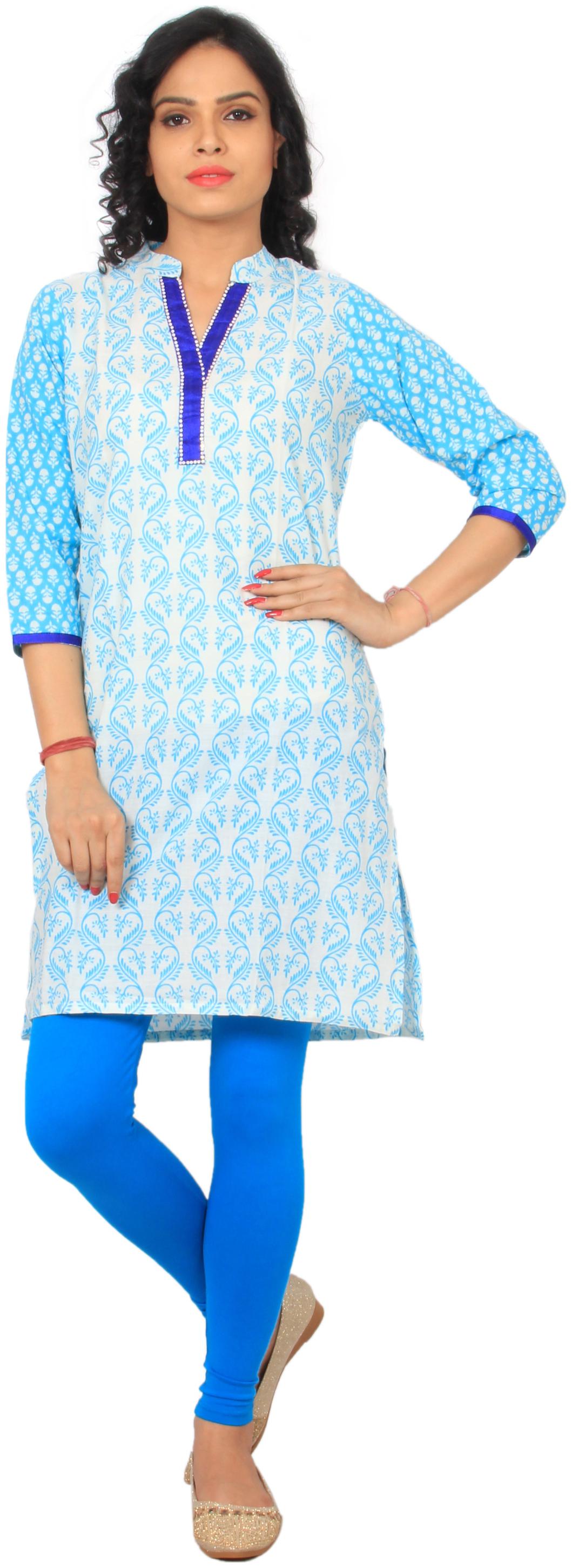 

Rama Women White Printed Straight Kurta