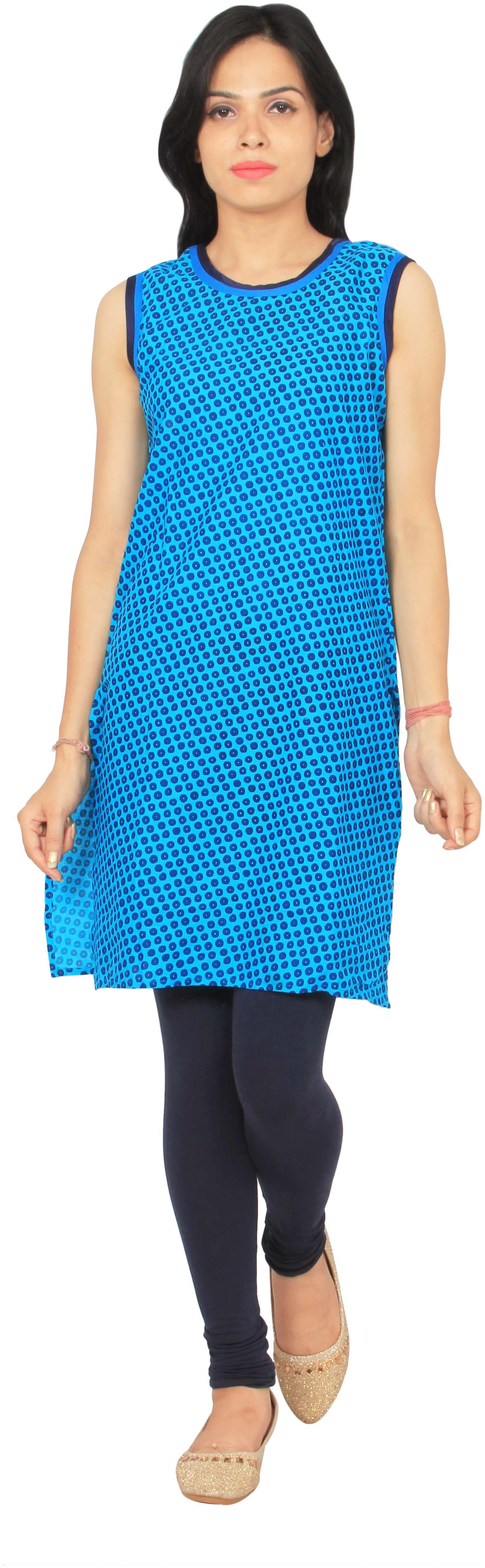 

Rama Women Turquoise Printed Straight Kurta