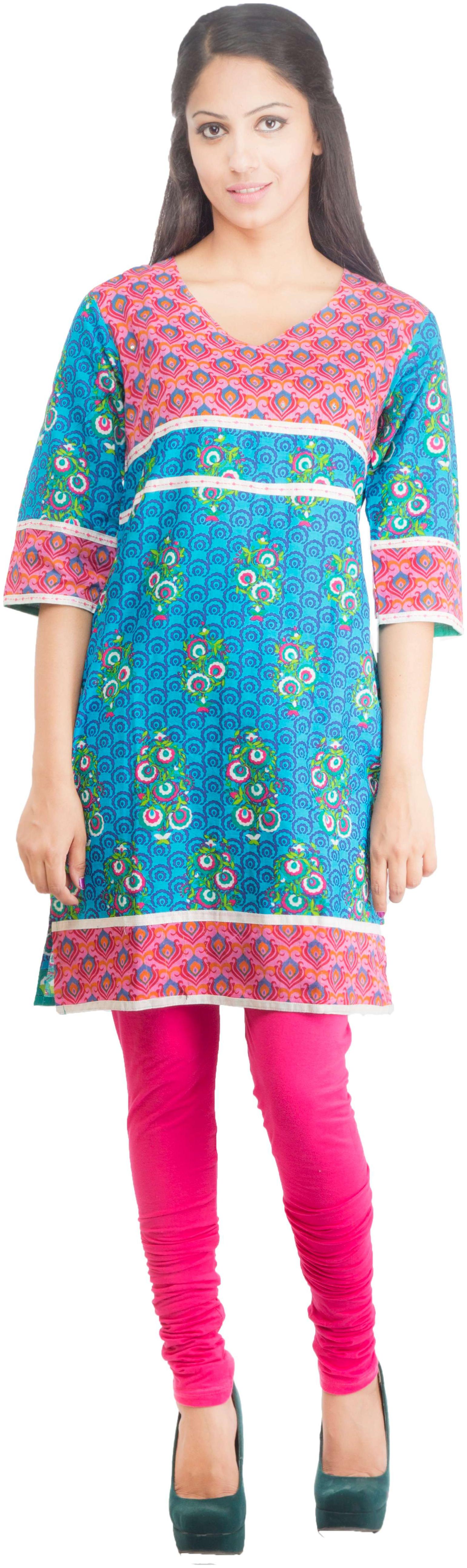 

Rama Women Blue Printed Straight Kurta
