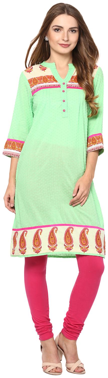 

Rama Women Green Printed Straight Kurta