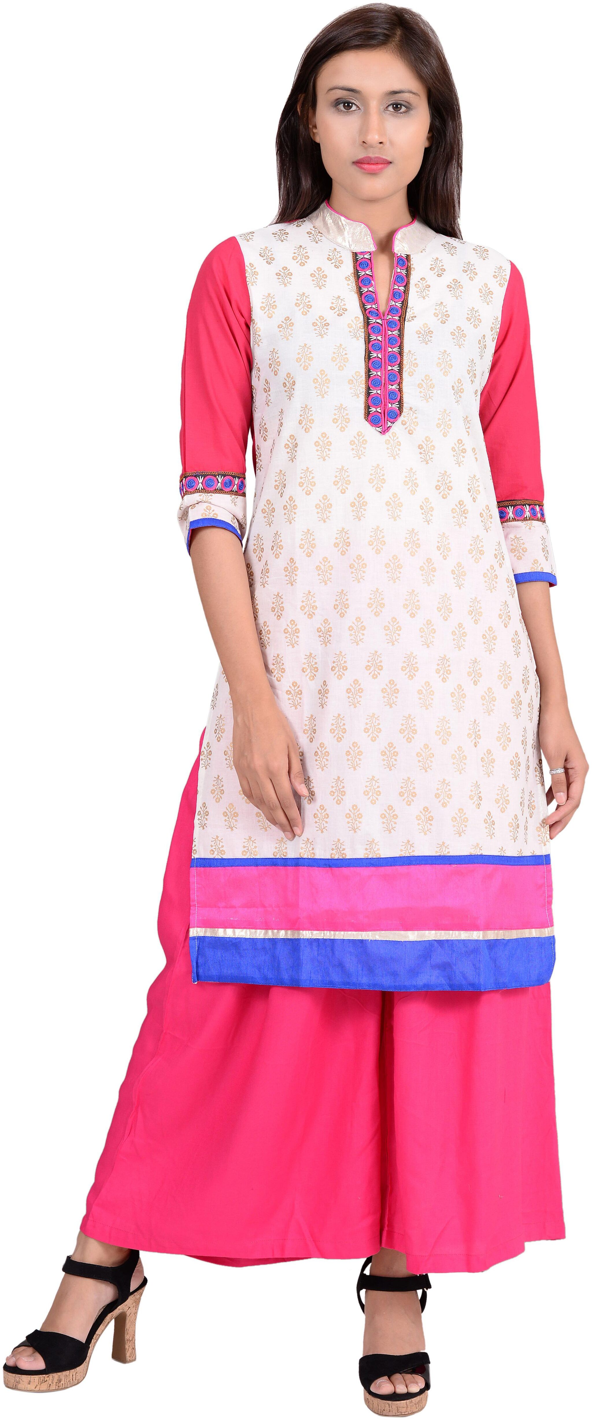 

Rama Women White Embroidered Straight Kurta