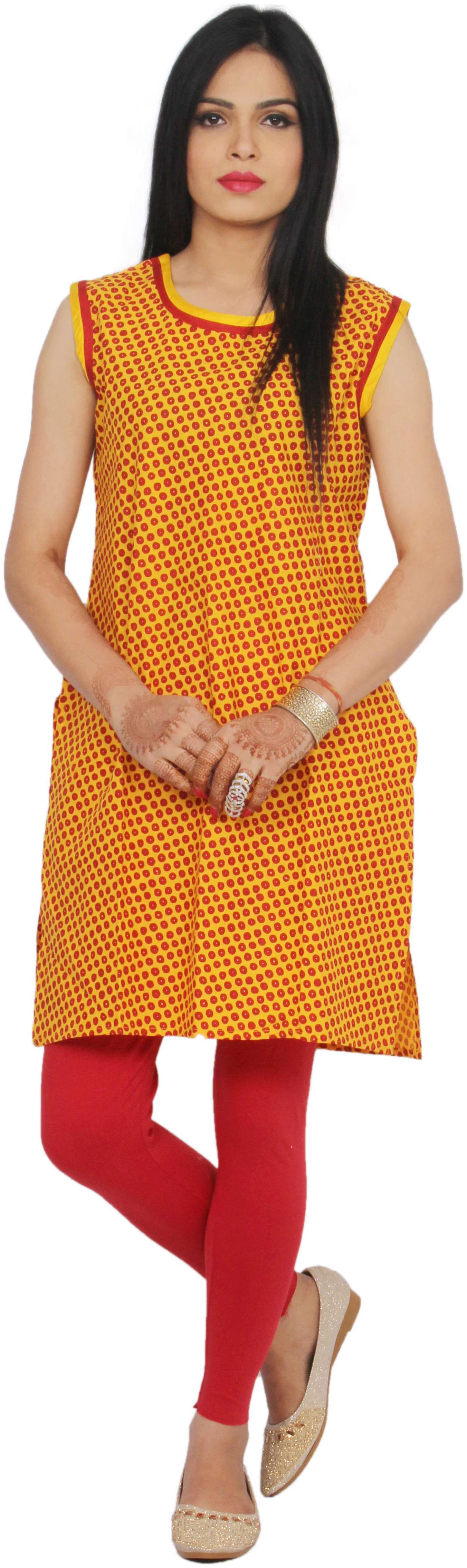 

Rama Women Yellow Printed Straight Kurta