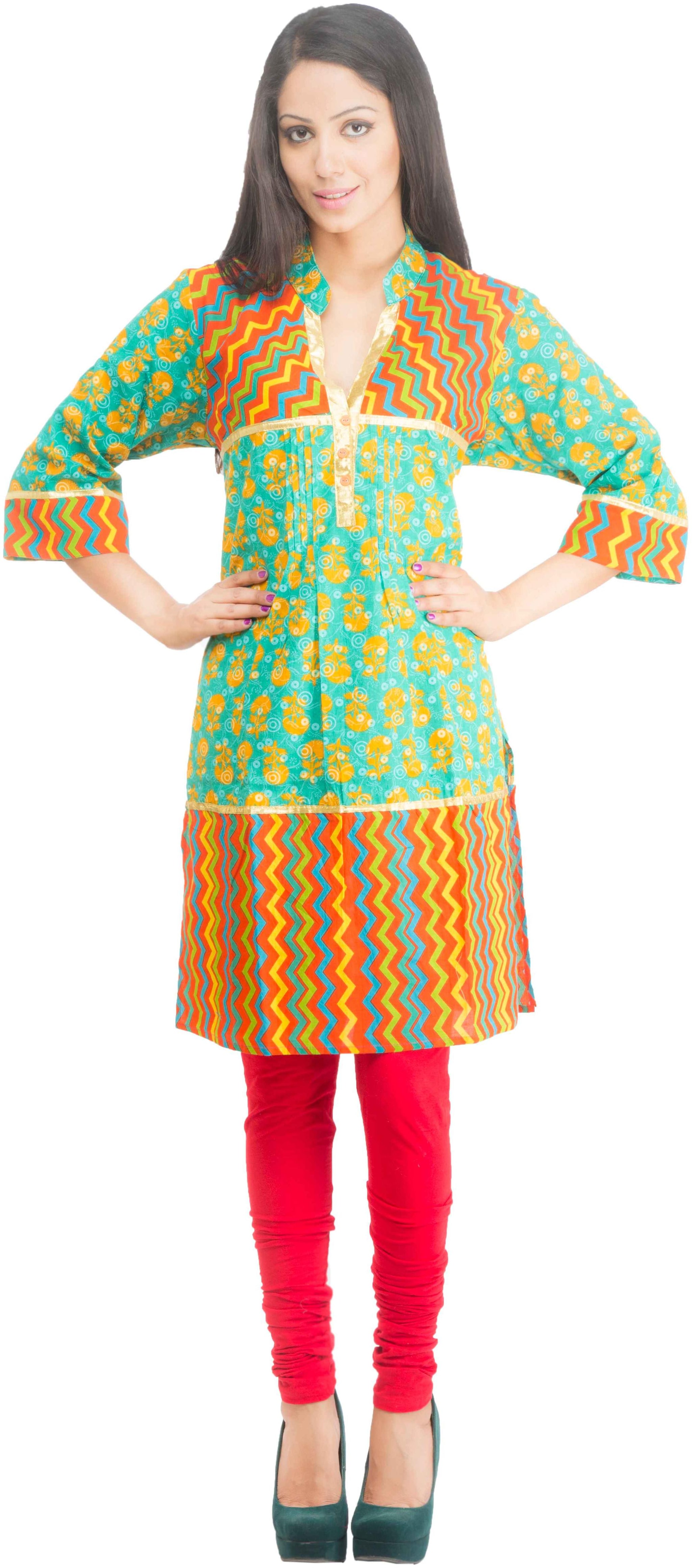 

Rama Women Green Printed Straight Kurta
