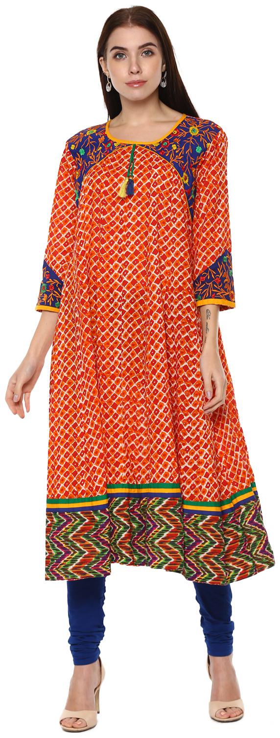 

Rama Women Red Embroidered Anarkali Kurta