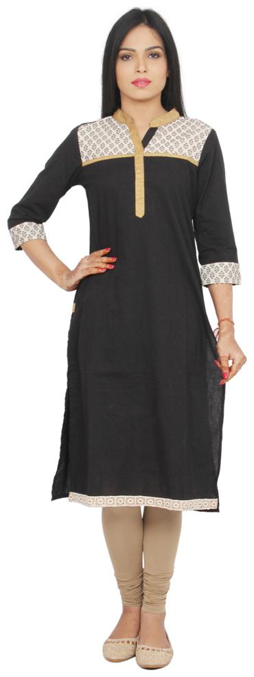 

Rama Women Black Solid Straight Kurta