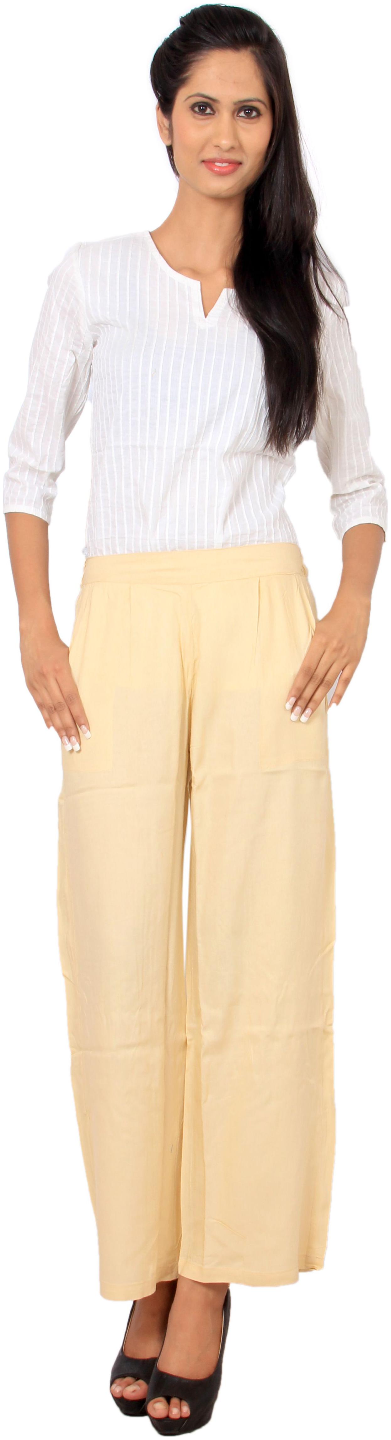 

Rama Beige Solid Straight Palazzo