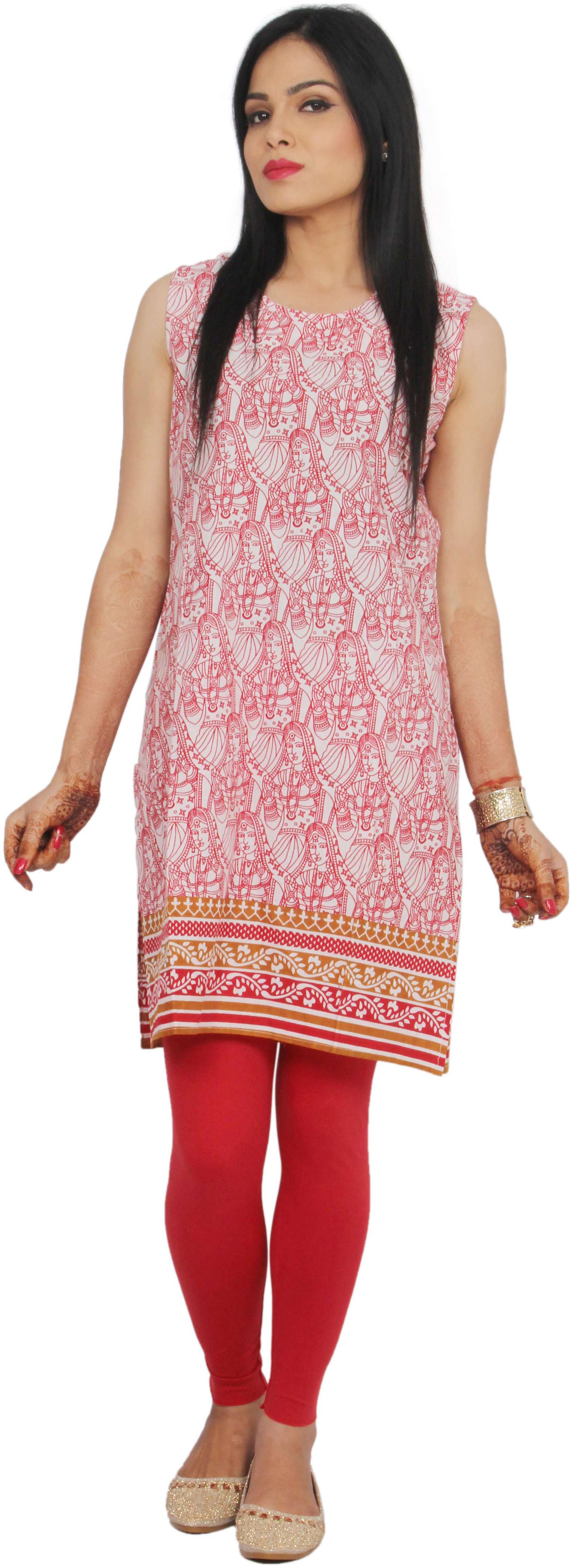 

Rama Women Pink Printed Straight Kurta