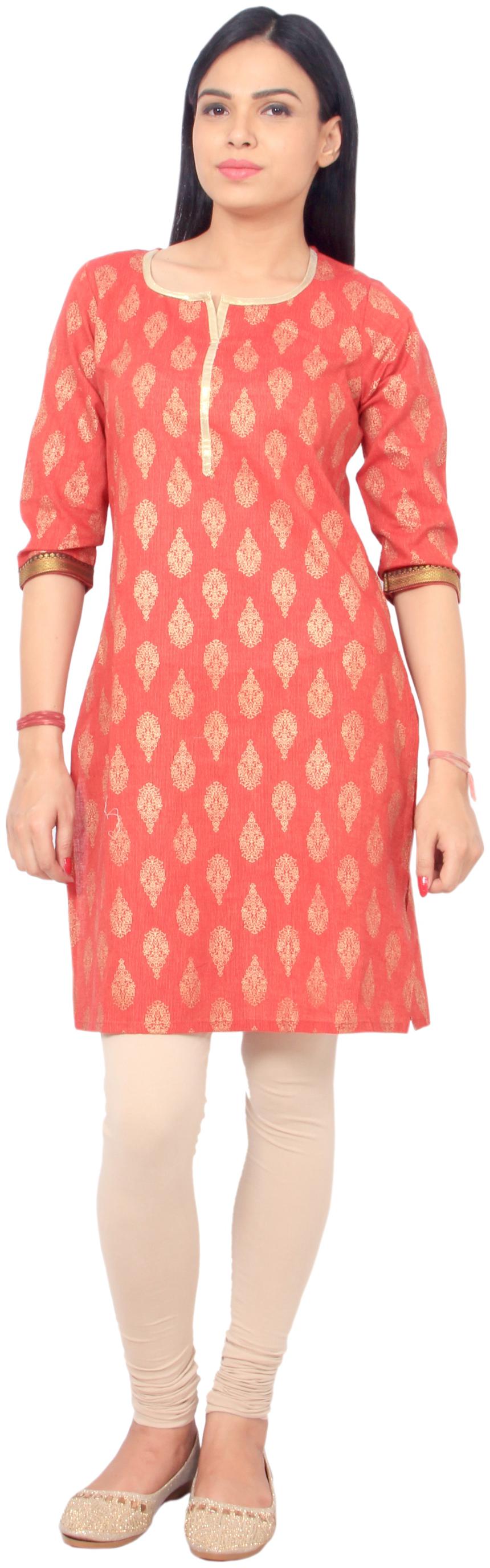 

Rama Women Red Printed Straight Kurta