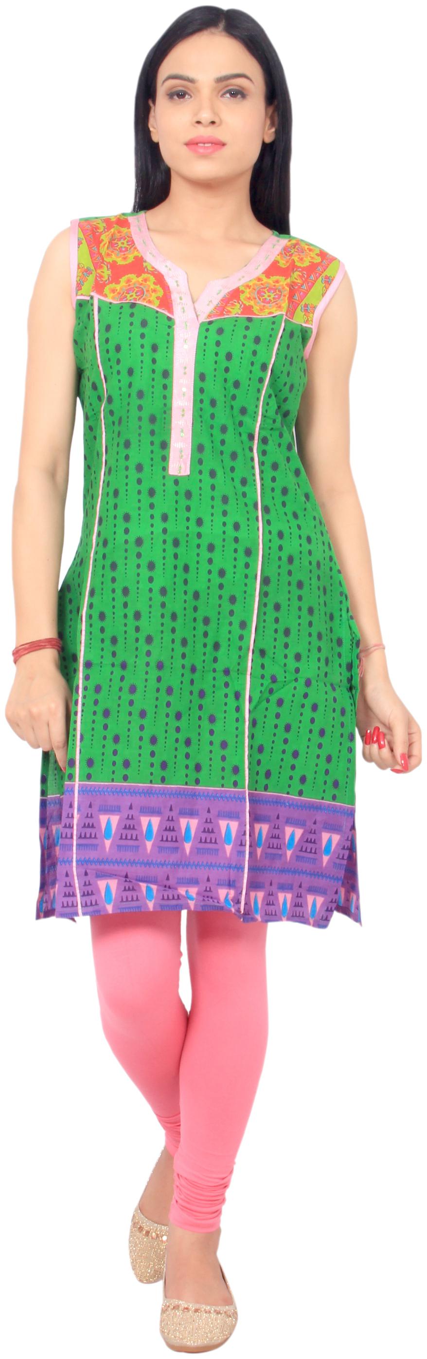 

Rama Women Green Printed Straight Kurta