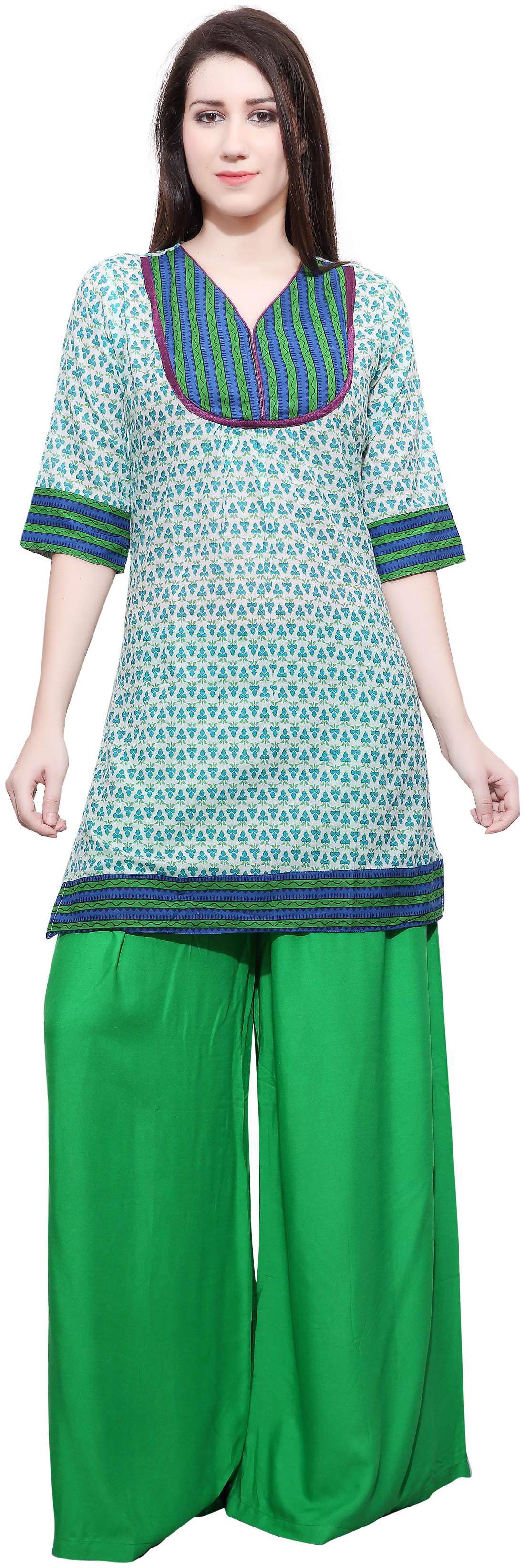 

Rama Women Green Printed Straight Kurta