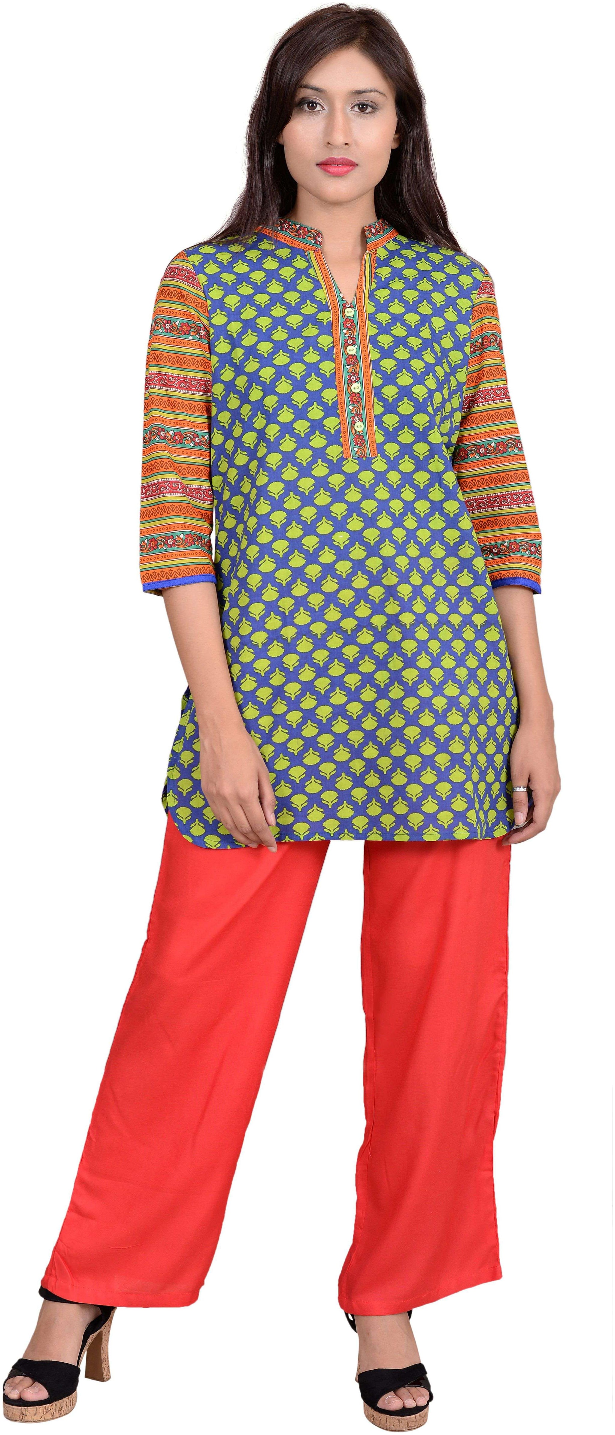 

Rama Women Green Printed Straight Kurta
