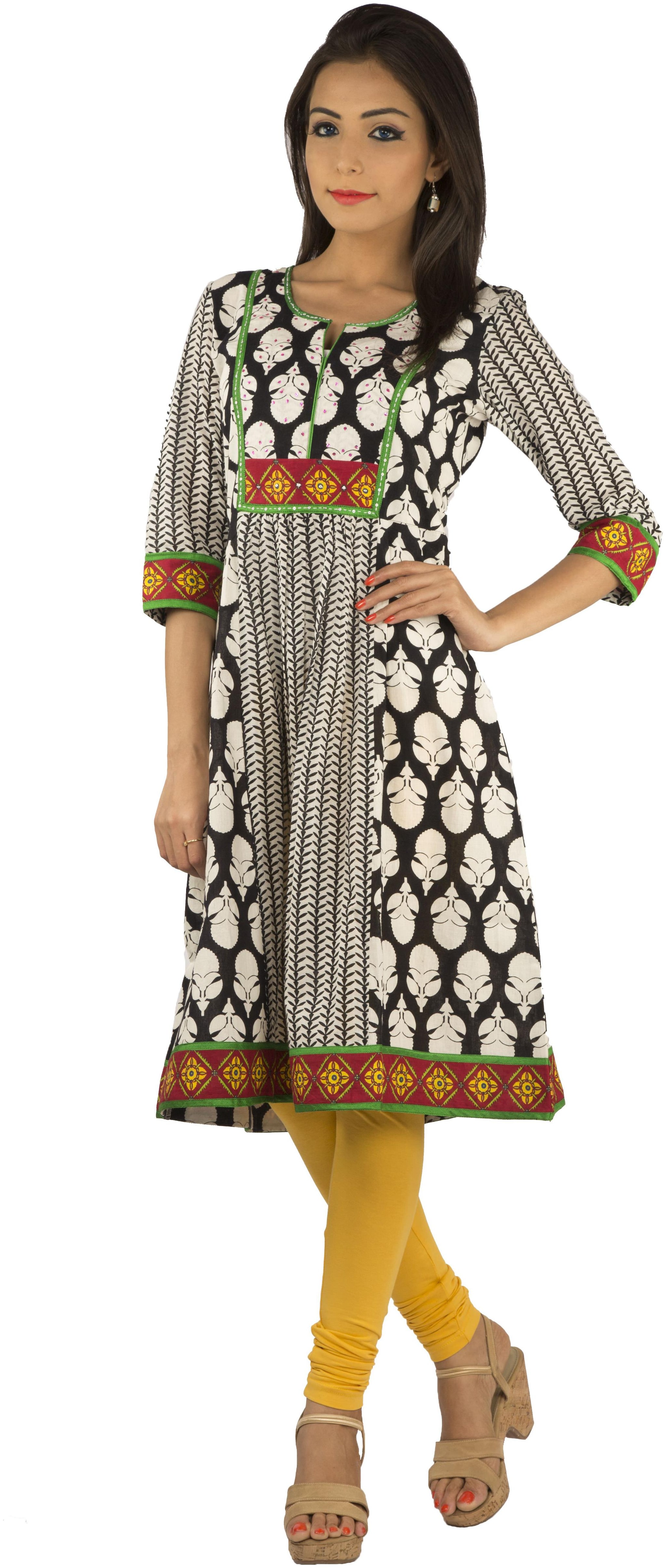 

Rama Women White Printed Anarkali Kurta