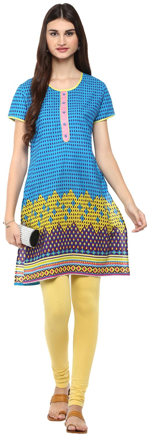

Rama Women Blue Printed Straight Kurta