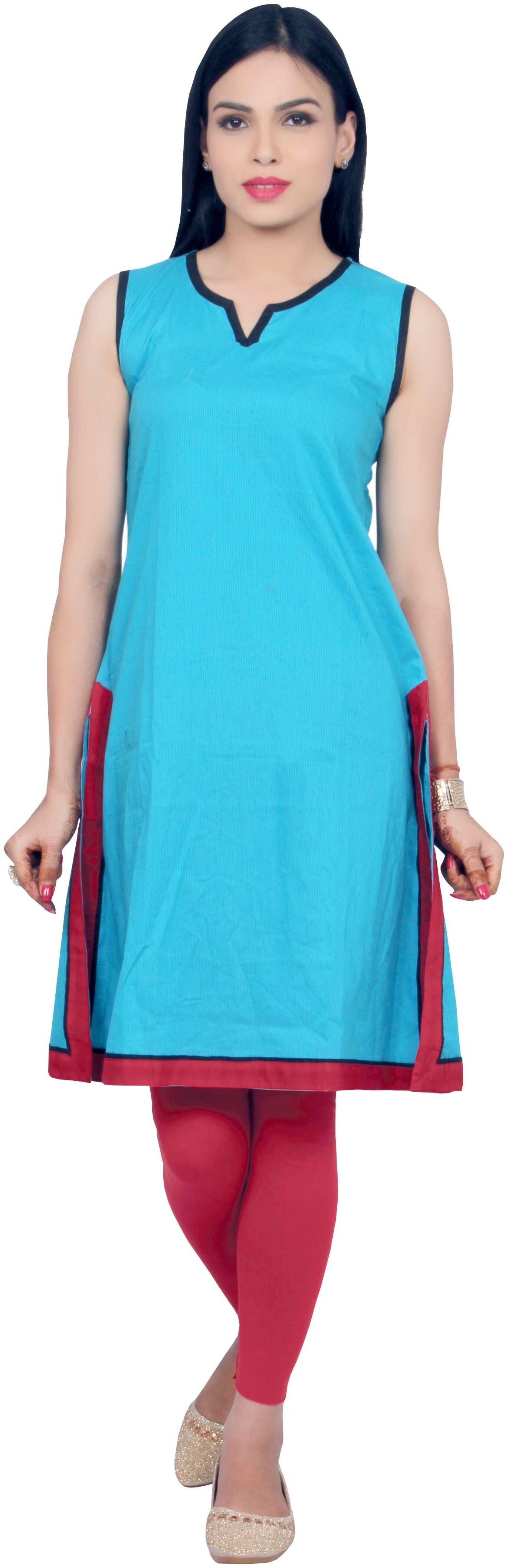 

Rama Women Turquoise Solid Straight Kurta