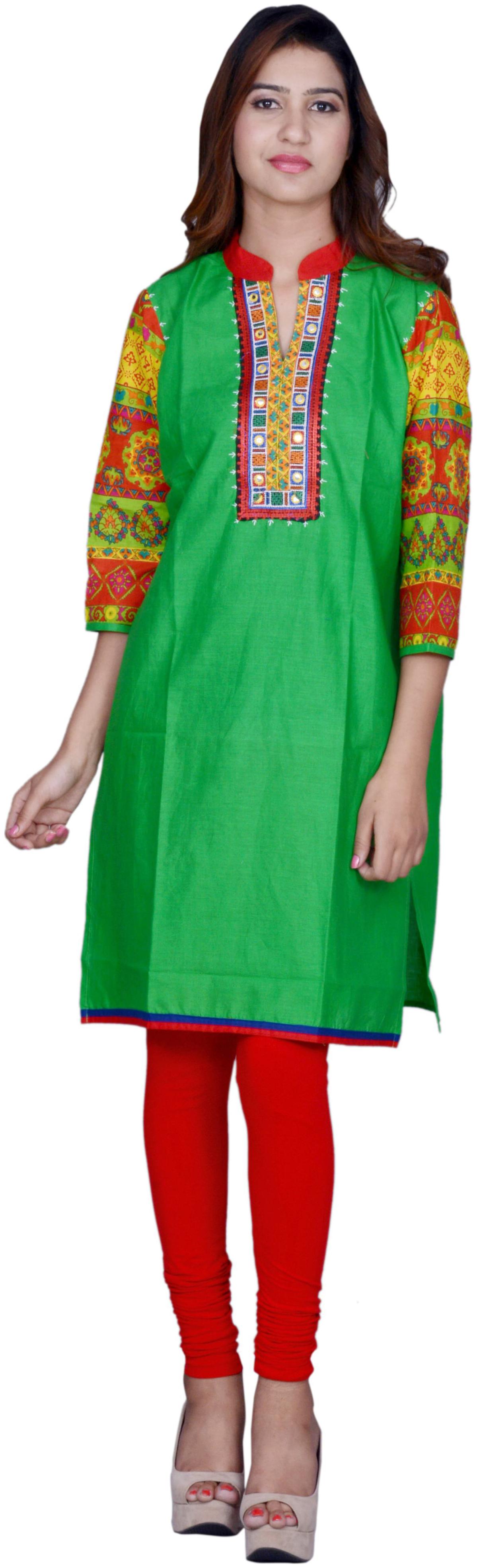 

Rama Women Green Embroidered Straight Kurta