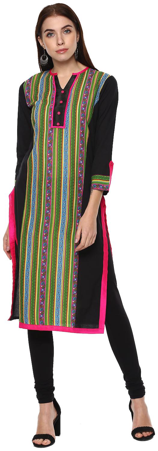 

Rama Women Green Printed Straight Kurta