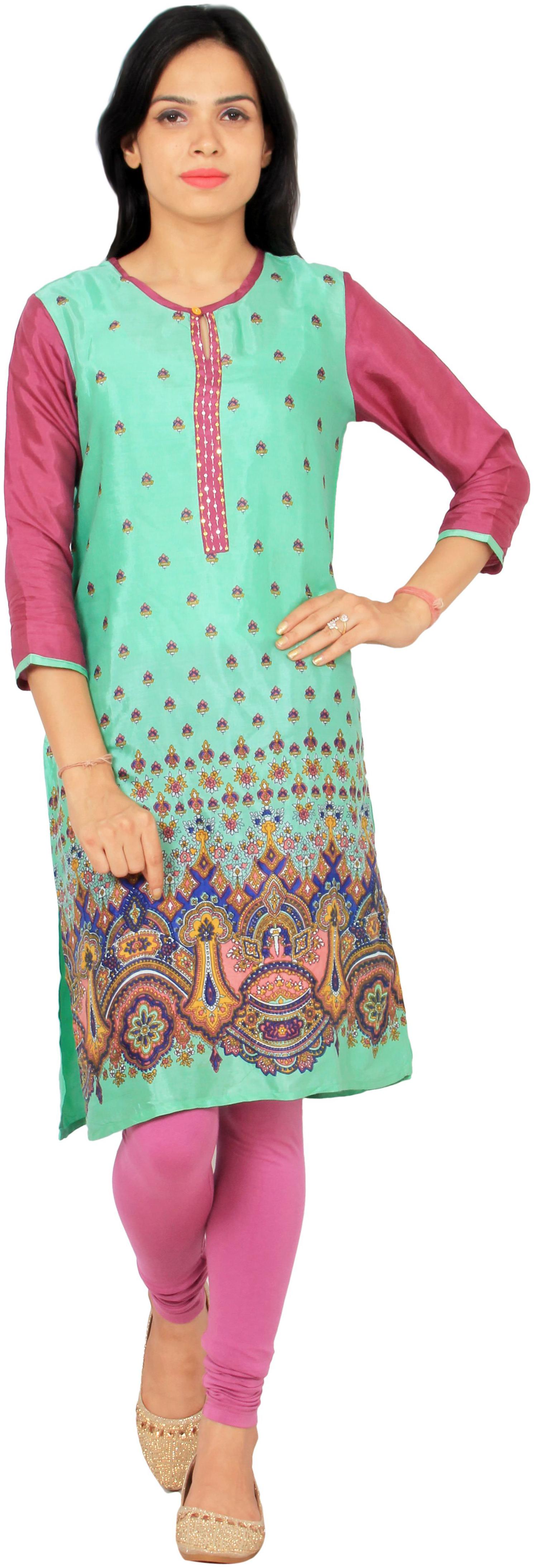 

Rama Women Green Printed Straight Kurta