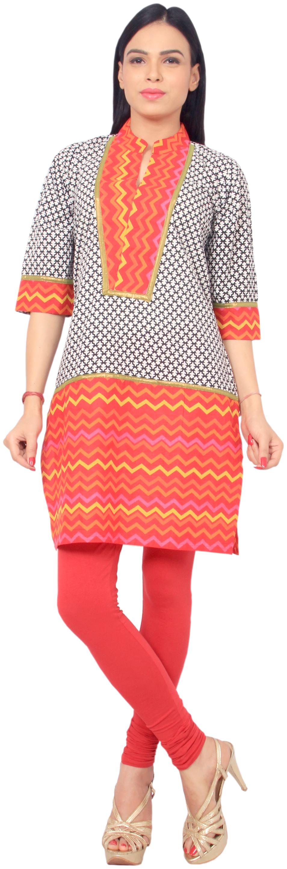 

Rama Women White Printed Straight Kurta