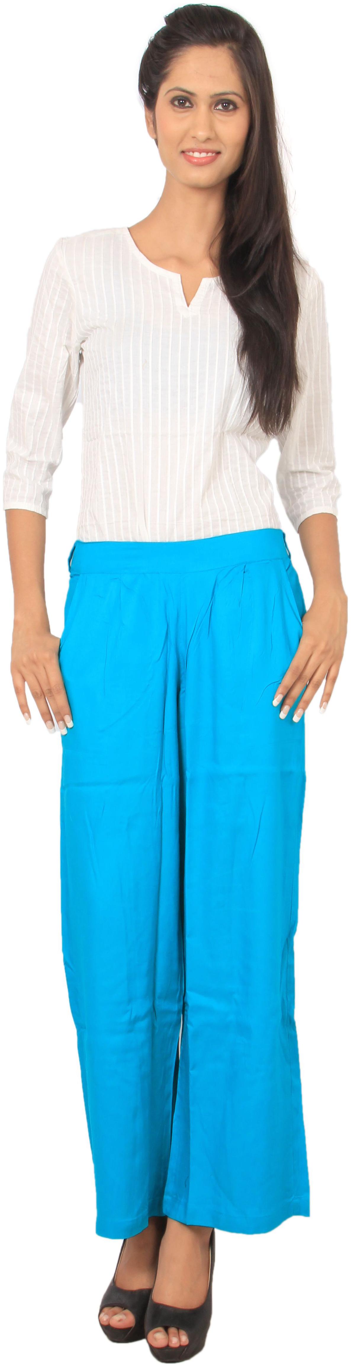 

Rama Turquoise Solid Straight Palazzo