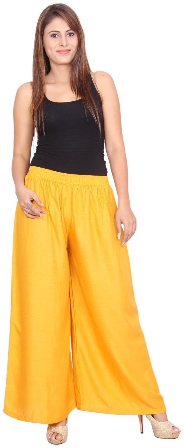 

Rama Yellow Solid Flared Palazzo
